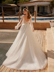 buy lace corset bodice boho long sleeve bridal dress