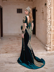 buy designer mehndi party Designer Mehndi Style Front Slit Beaded Low Cut Stunning Henna Party Gala Dress online stores