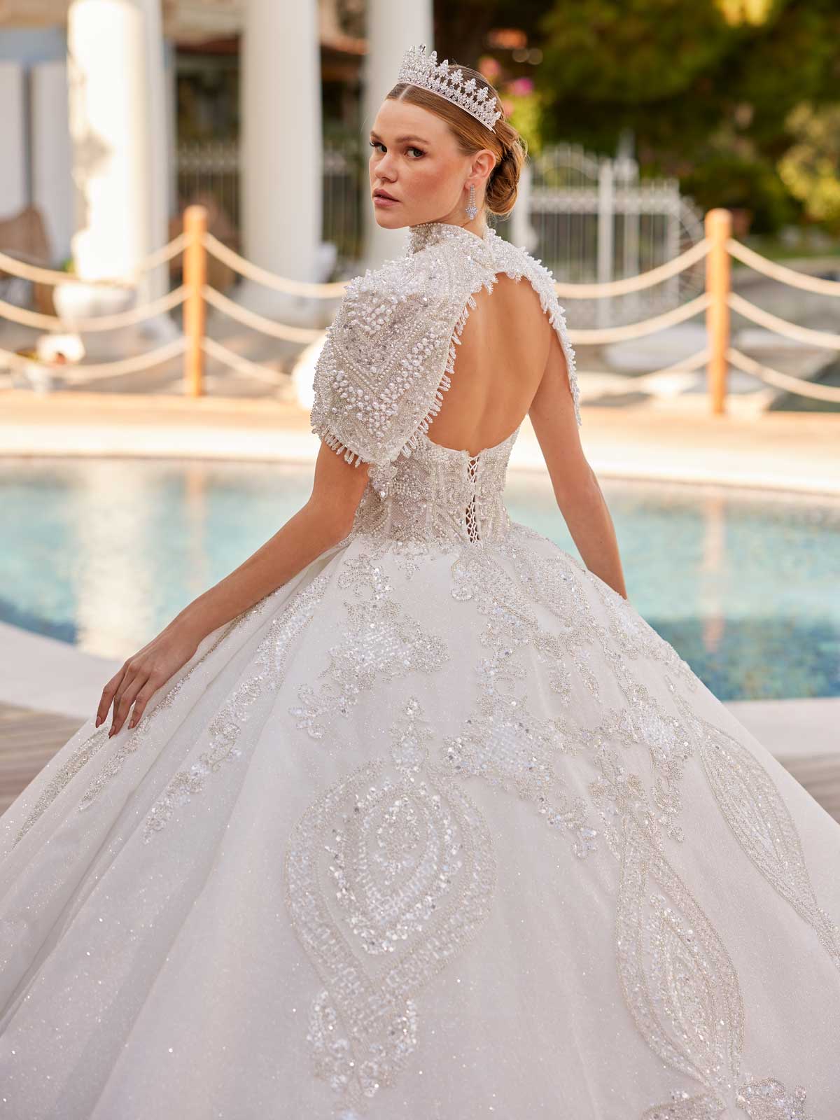 buy open back gergous shinny ball gown with train online wedding dresses boutique
