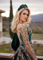 buy emerald green embroidered henna gown dress