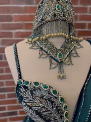 buy rhinestone embellished strap sleeves gold applique mermaid long henna party dress