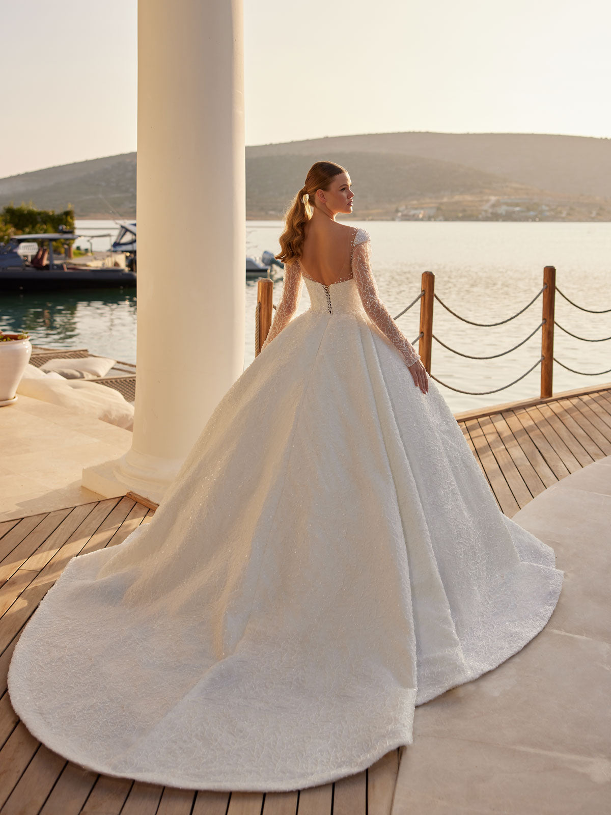 buy cathedral train open back long sleeve ball wedding gown online wedding shops