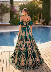 buy traditional gold embroidered designer strapless crop and a line skirt cheap online shop