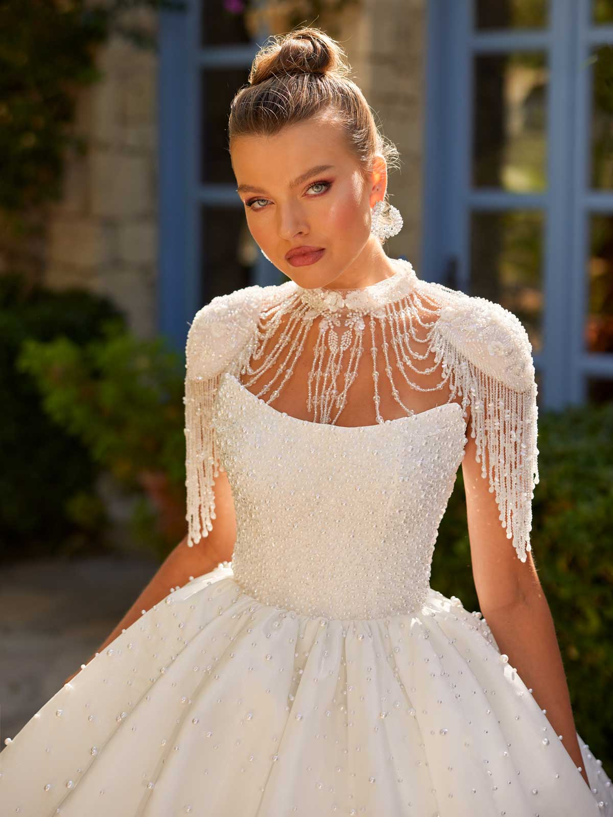 buy Luxury Full Pearl Beaded Wedding Dresses With Detachable short Sleeves Saudi Arabic Plus Size Bridal Gown bridal dresses online