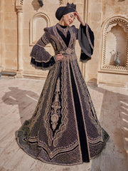 buy luxury dubai arabic gold embroidered long embellished frill sleeves muslim kaftan gown cotton caftans sale