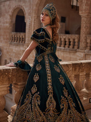 buy Elegant Maxi Scoop Neck Velvet Gold Beaded Embellished Henna Night Dress kaftans boutique shop