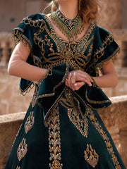 Emerald A Line Frill Sleeves Maxi Scoop Neck Henna Night Dress