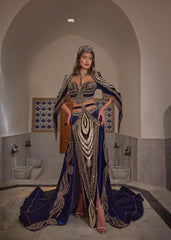 Gold Lace Mermaid Glitter Long Henna Party Dress