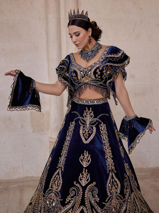 buy Elegant Seperates Ruffle V Neck Beadings Henna Party Dress ethnic clothing stores online