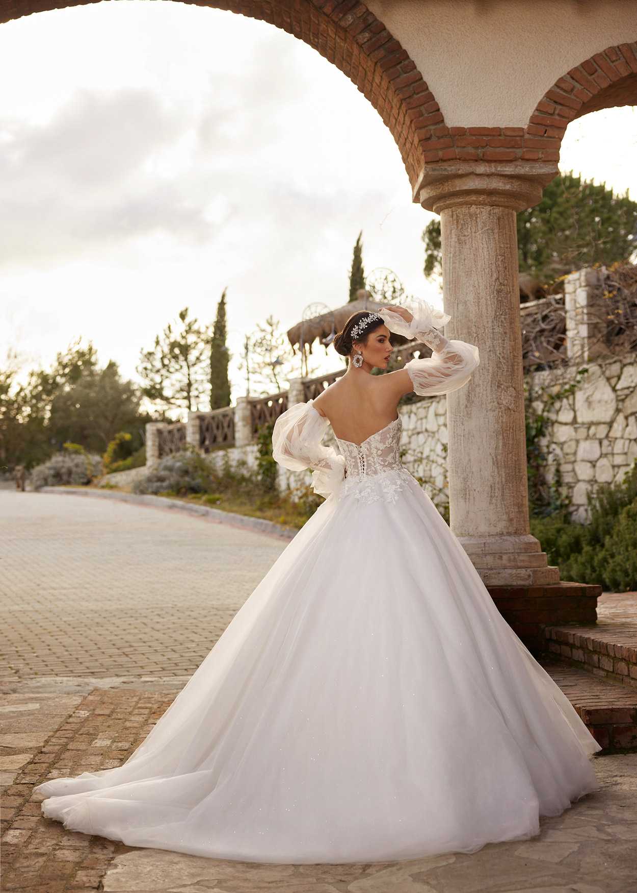 buy Off Shoulder Puff Long Sleeve Floral Lace A Line Summer Beach Wedding Dress