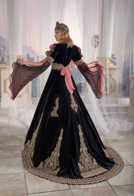 Exclusive Black Chic Caftan Set Slit Velvet Delicate Sequins buy online evening dress shopping maxi gowns online (1)