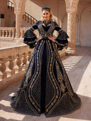 buy Fancy Navy Blue Maxi Rhinestones Embellished Sweetheart Party Gown plus sizes with best price online store