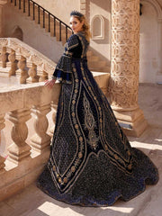buy royal blue gold embellished frill long sleeve traditional turkish henna gown with chapel train online kaftan shop