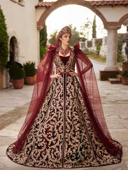 buy Moroccan Velvet Sweetheart Neckline Fully Sequined Gold Lace Applique Turkish Henna Wedding Kaftan Gown