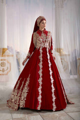 buy Red Fancy Gold Beaded Stunning Hijab Muslim Women Party Formal Gown