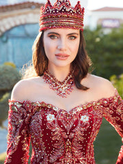 buy Red Velvet strapless gold lace applique cathedral train A Line Henna Dress online ballgown stores