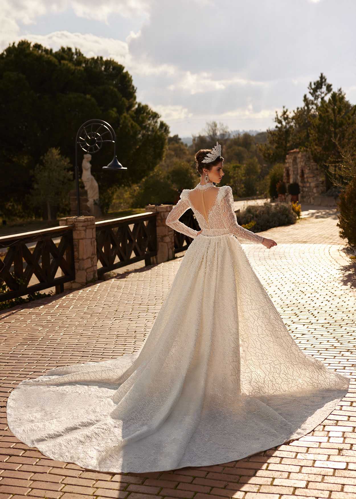 buy Ivory Ball Gown Floral Lace Wedding Gown Floral Lace Boho Wedding Dresses bridal gowns online