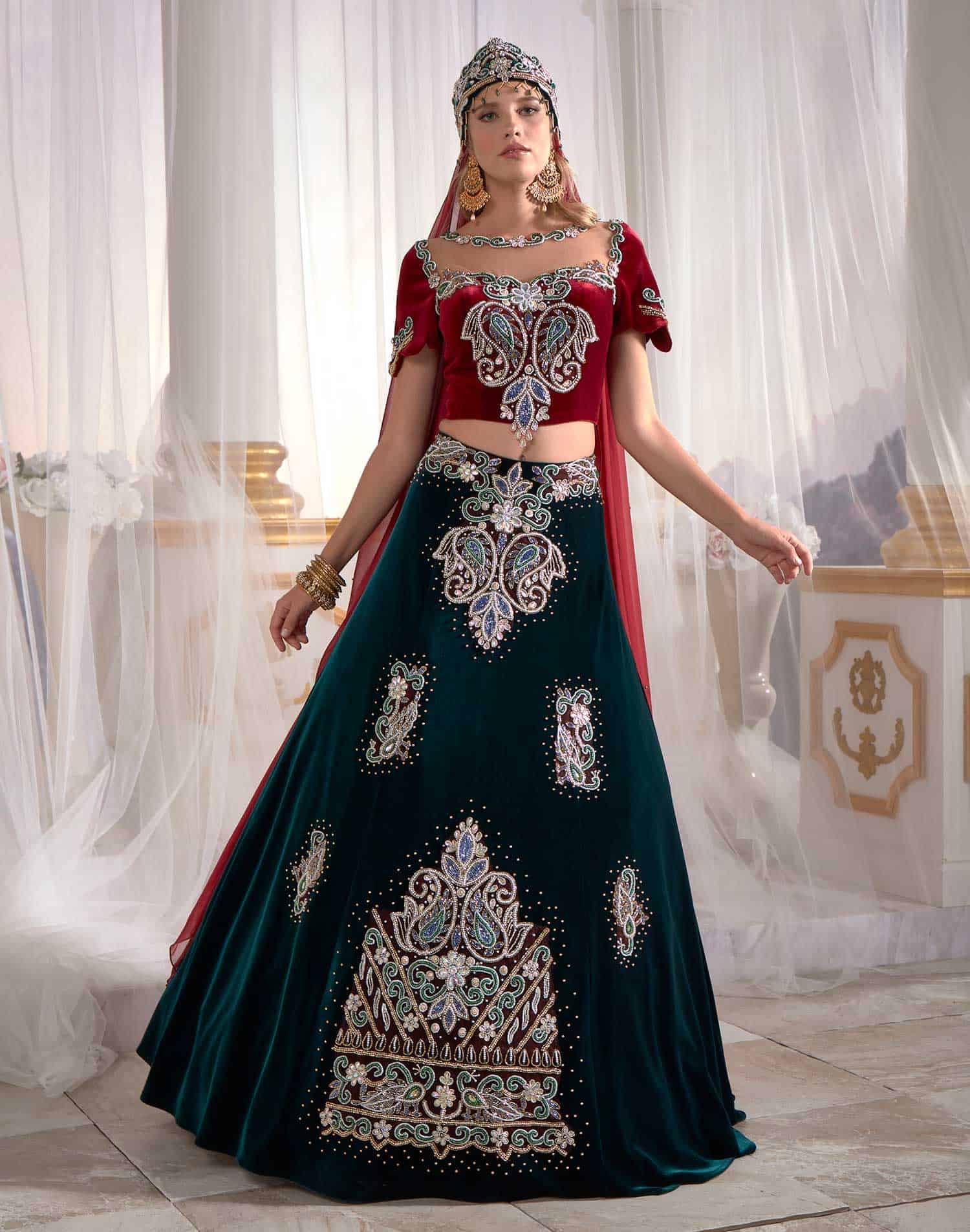 Red Blue Velvet Panels Tall Soft Cut Out Detail Ball Caftan Dress Sultan Dress Red Blue Velvet Panels Tall Soft Cut Out Detail Ball Caftan Dress Sultan Dress