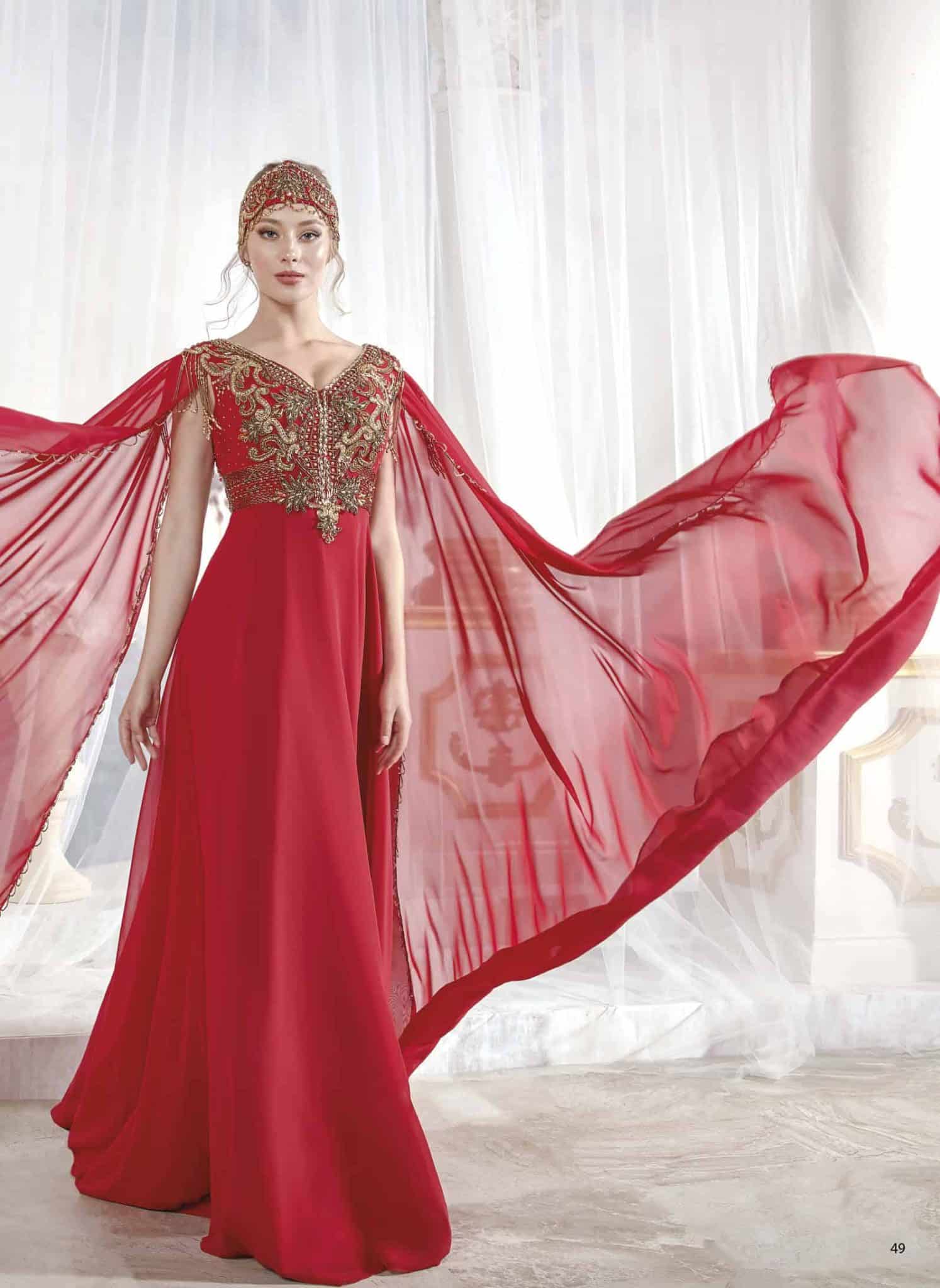 Red Long Bridesmaid V neck Embellished Neckline Evening Caftan Dress Sultan Dress Red Long Bridesmaid V neck Embellished Neckline Evening Caftan Dress Sultan Dress