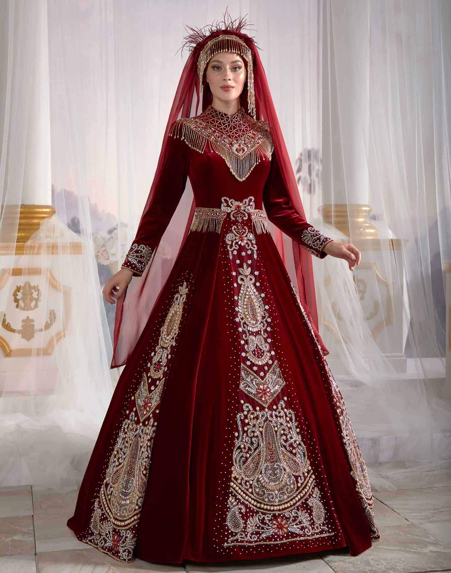 Dark Red Long Sleeve Luxury Muslim Hijab Clothing Evening Caftan Dress Sultan Dress Dark Red Long Sleeve Luxury Muslim Hijab Clothing Evening Caftan Dress Sultan Dress