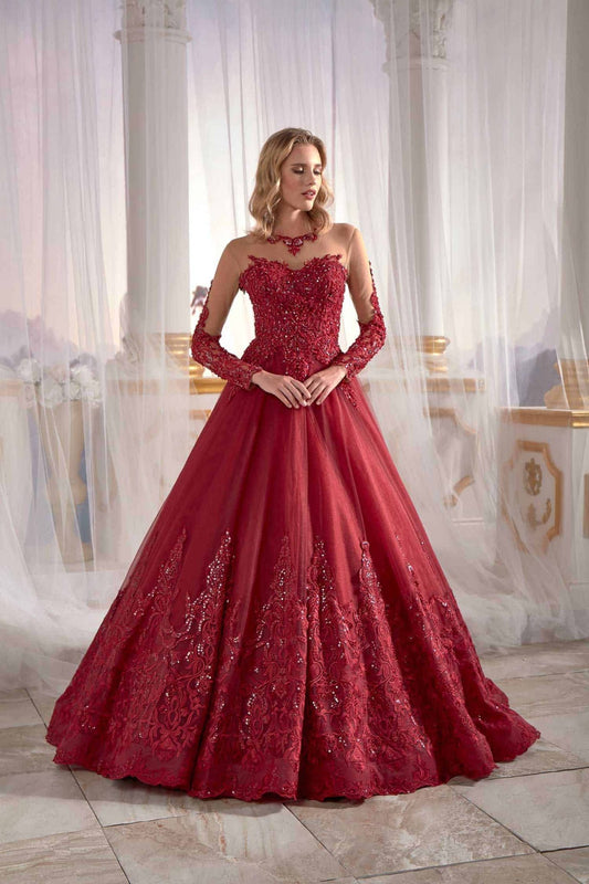 long gown dress online shopping party dresses online Red Prom Dress Cold Shoulder Guipure Lace Inserts Needle & Thread embroidered (1)