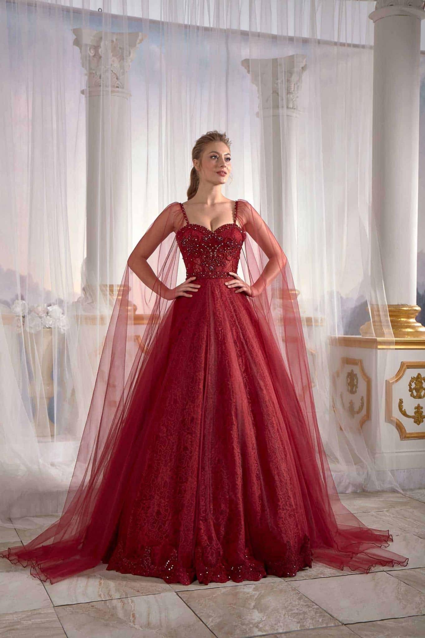 Burgundy Prom Dress Cold Shoulder Straps Lace Appliques Tulle Veil Emb Sultan Dress Burgundy Prom Dress Cold Shoulder Straps Lace Appliques Tulle Veil Emb Sultan Dress
