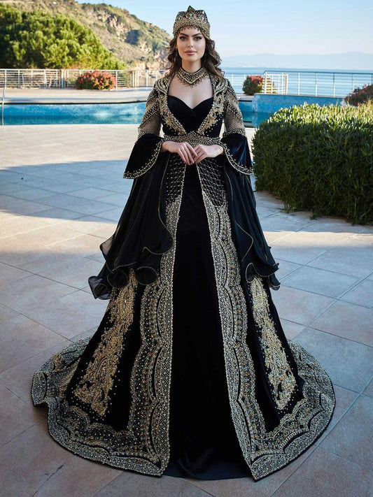 buy Navy Blue Maxi Henna Party Bridal Kaftan