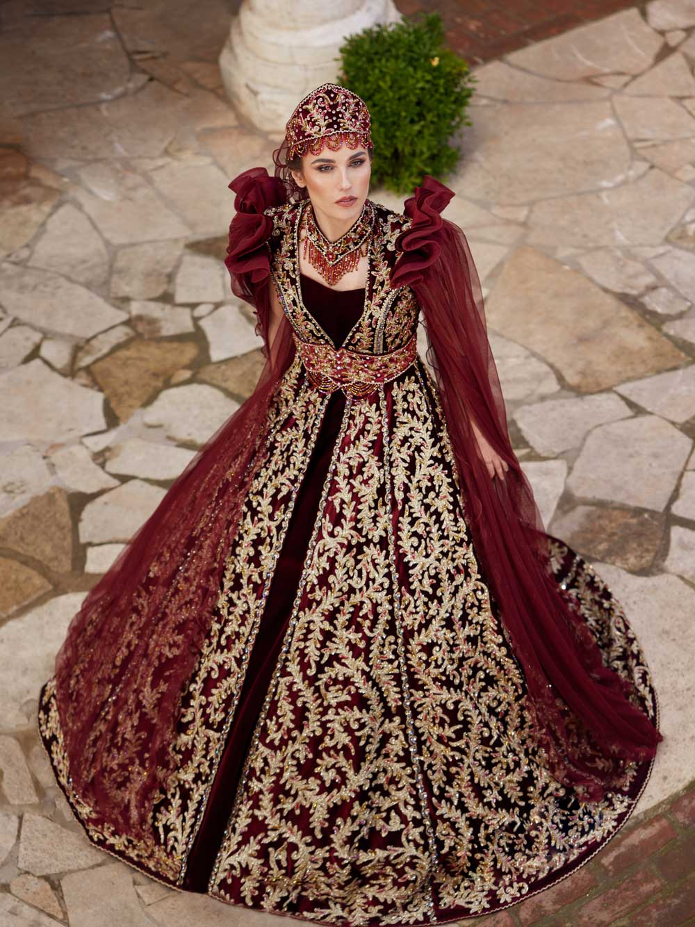 buy tulle cape henna dress bridalkaftans onlne with gld lace applique