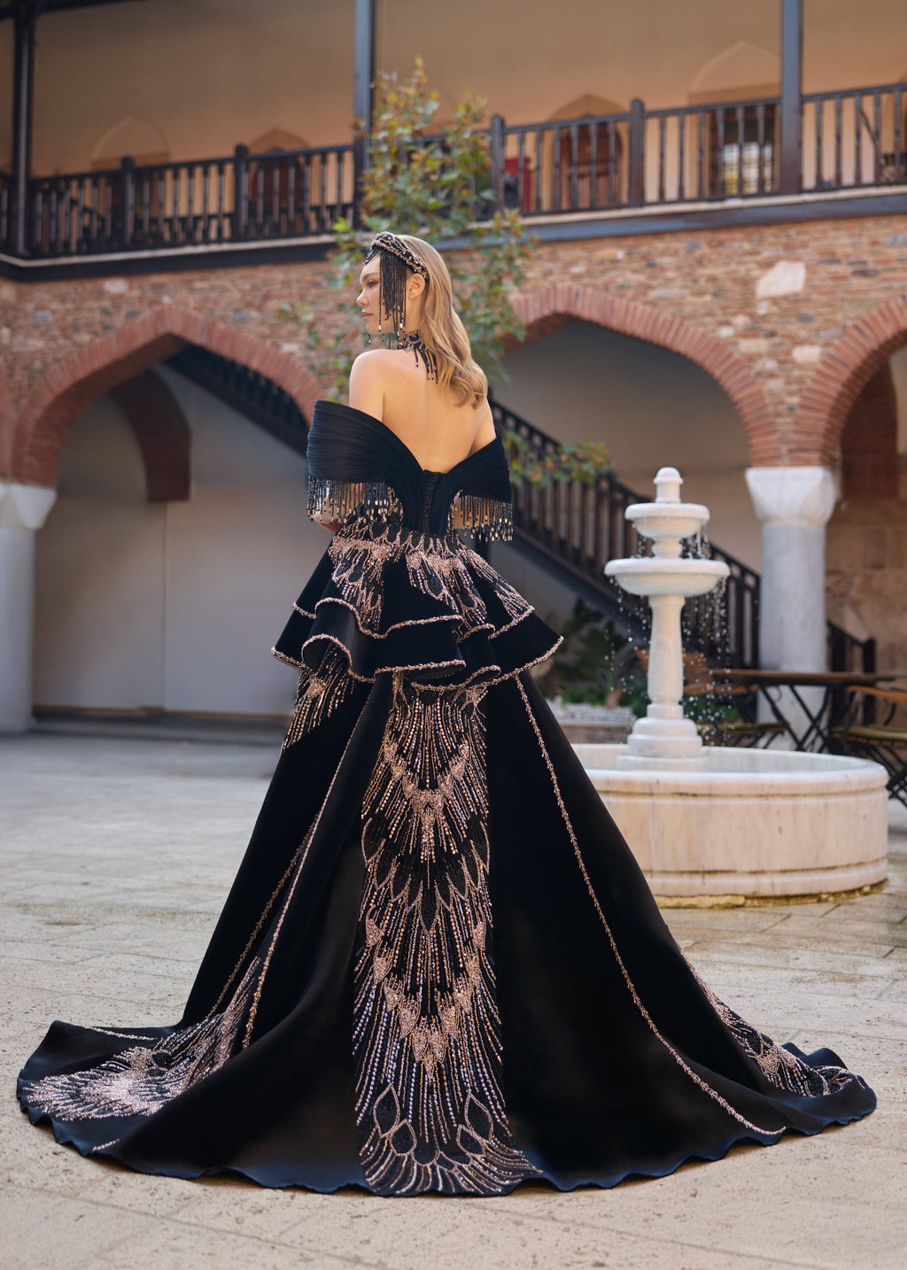 Bridal Henna Kaftan Alternative, Couture Henna Dress with Crown and Necklace,