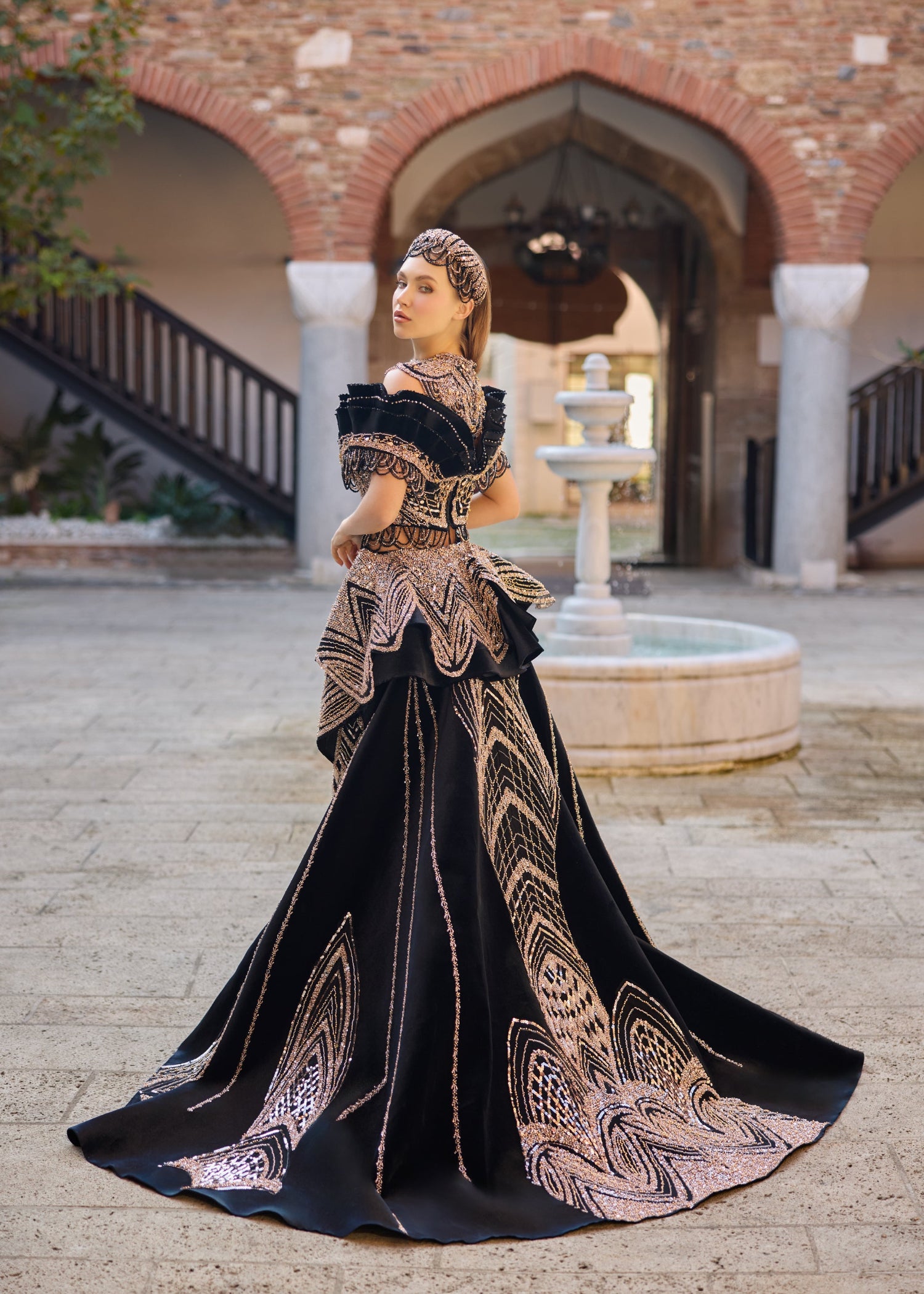 Black Beaded Henna Night Outfit Party Dress 36