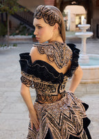 Luxury henna Dress black Long Mermaid Feather Gown