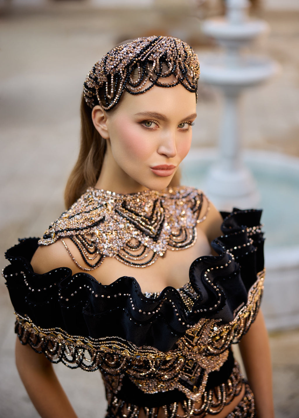 Glitter henna Gown Sparkly gold Sequin Long Gown