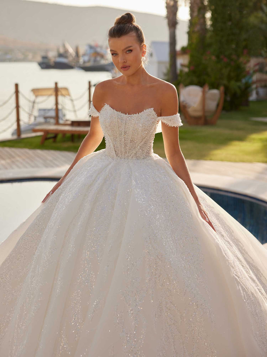 Royal A Line Off The Shoulder Chiffon Stunning Wedding Dress 38