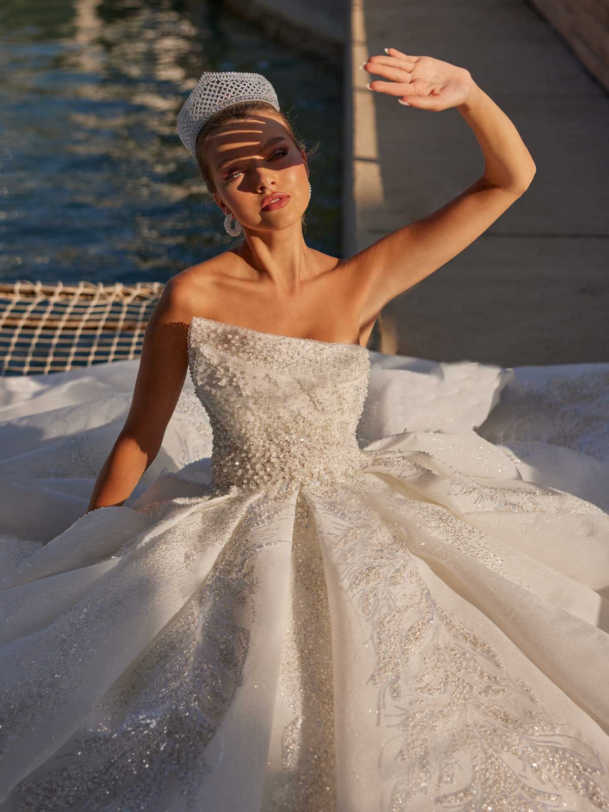 buy asymmetrical bodice full beaded overskirt wedding ball gown for all body types with affordable prices wedding dresses online store