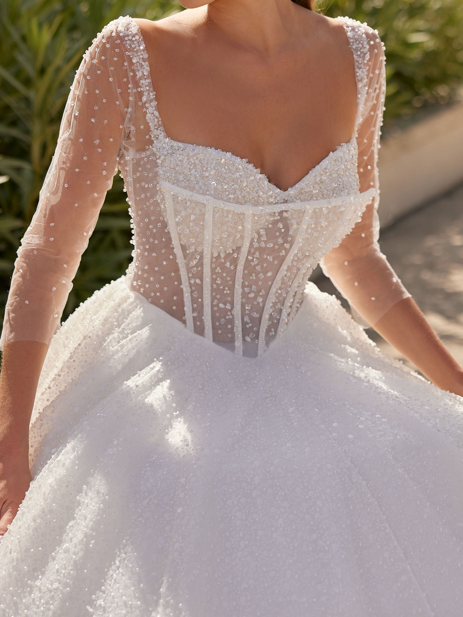 Sheer Corset Bridal Gown Dress Luxury Illusion Bodice - Sultan Dress Sheer Corset Bridal Gown Dress Luxury Illusion Bodice - Sultan Dress