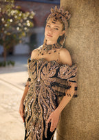 buy Bridal Henna Outfit, Henna Night Dress with Detachable Overskirt online store
