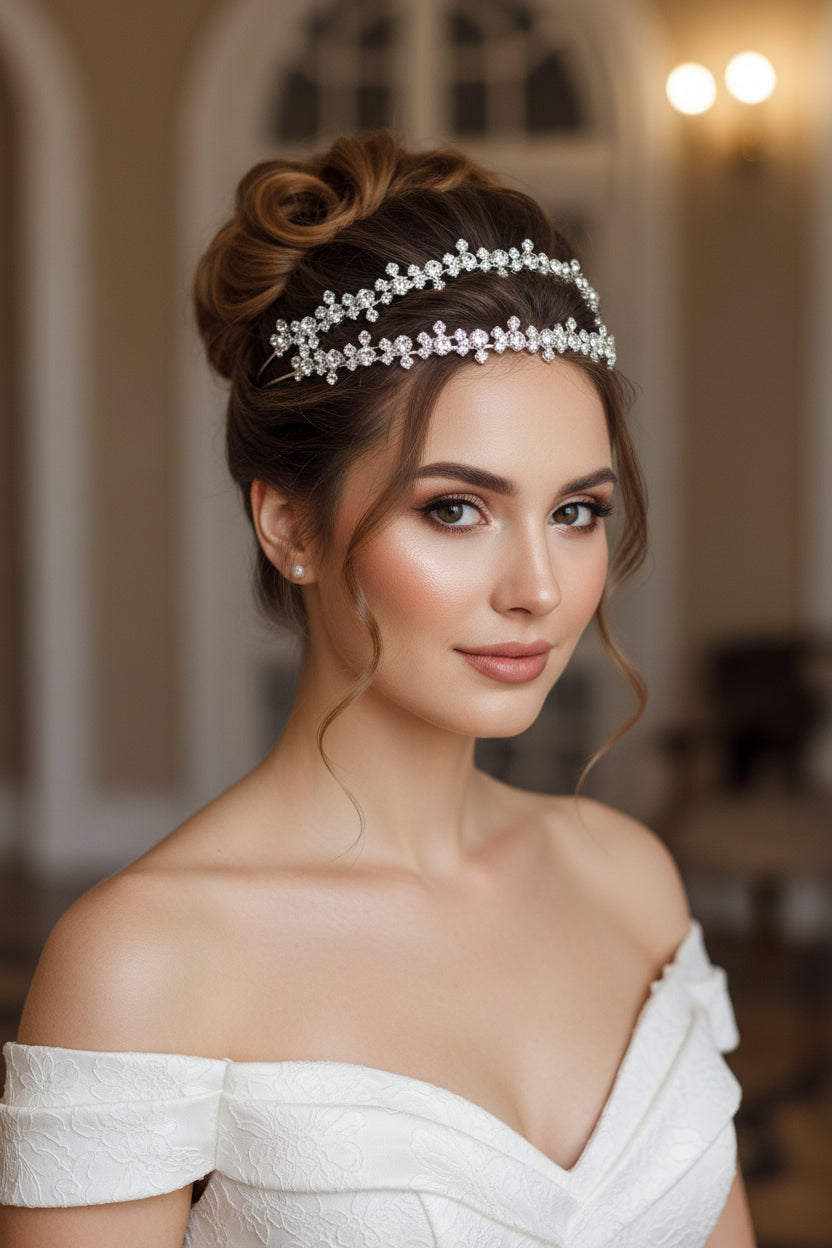 Crystal Bridal Two Layer Headband Crown