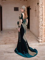 buy designer mehndi party Designer Mehndi Style Front Slit Beaded Low Cut Stunning Henna Party Gala Dress online stores