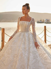 buy white lace princess with long sleeves wedding dress online shopping 
