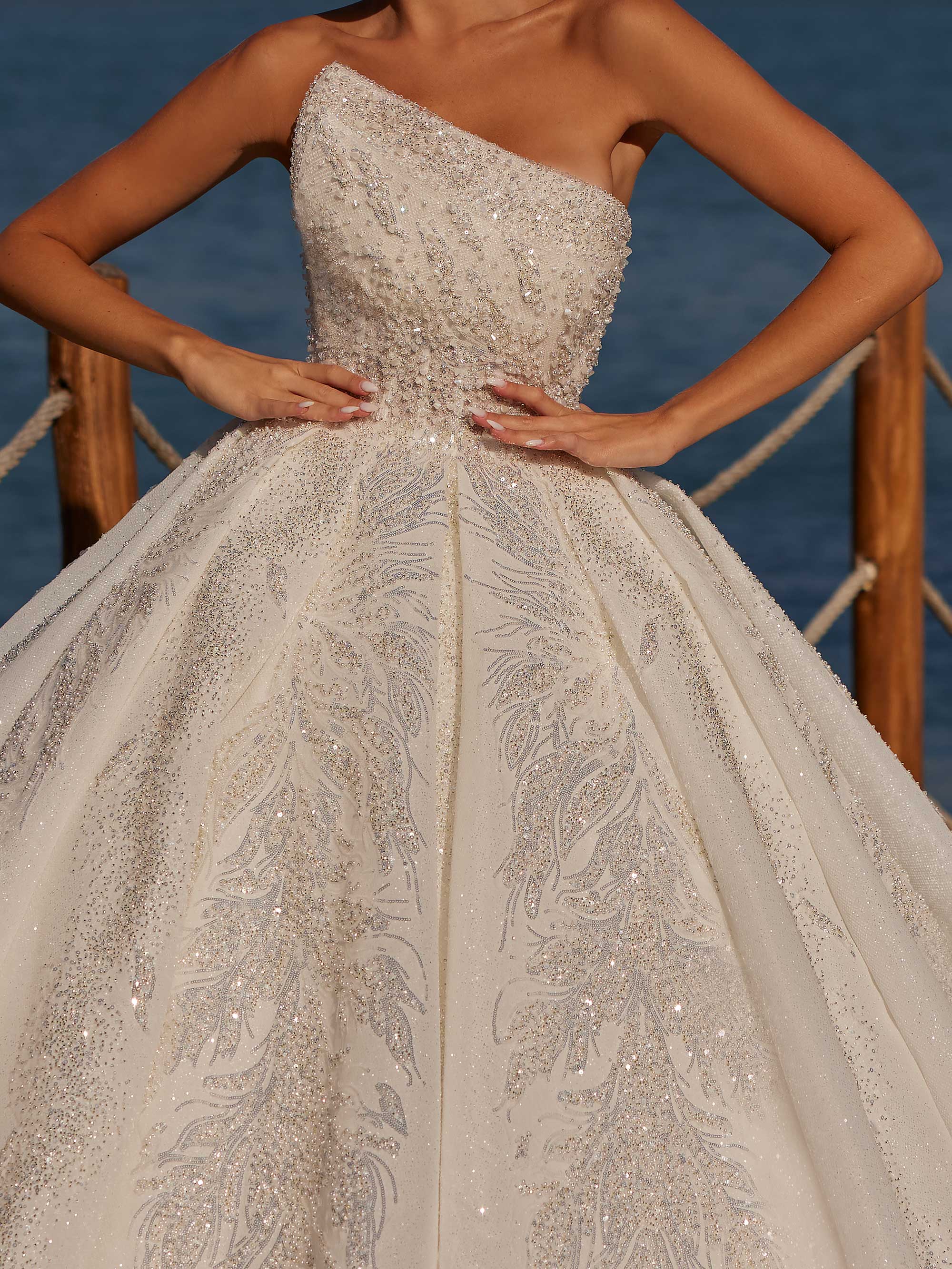 buy gergous asymmetrical strapless ball gown wedding dress with sequin embellishments online website store