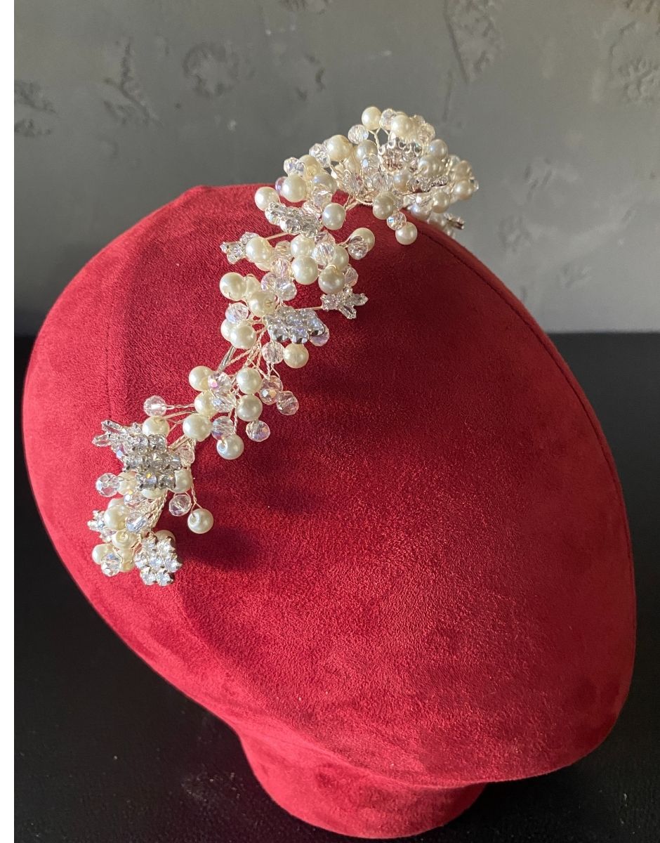 Fancy Pearl Bridal Headband With Zircon