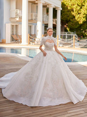 buy Gorgeous Sweetheart Sequins Removable Sleeve Pearls Lace Up Wedding Gown for wedding online