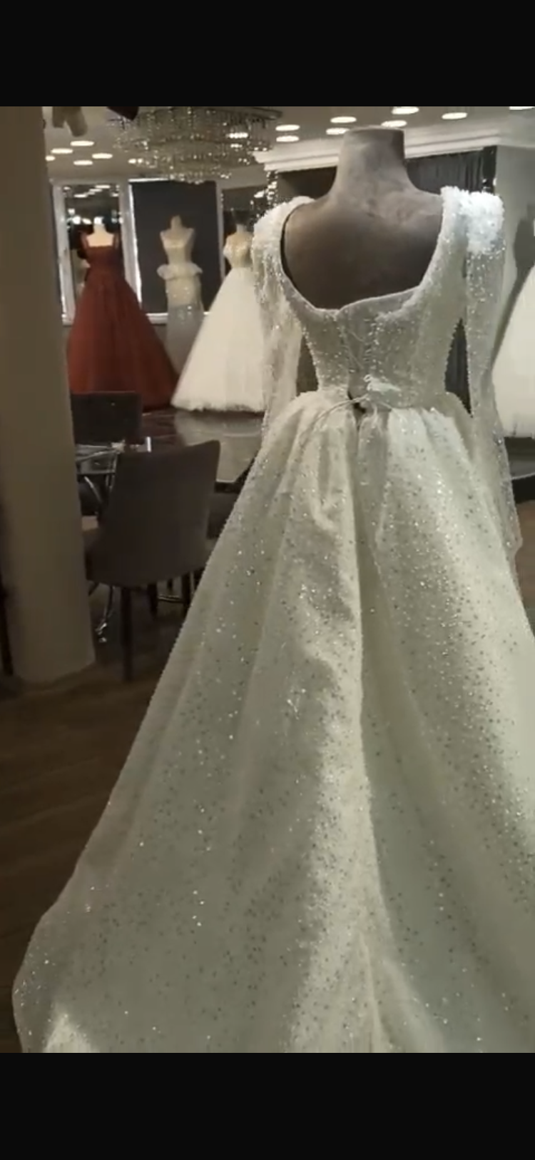Long Sleeve Beaded Wedding Gown
