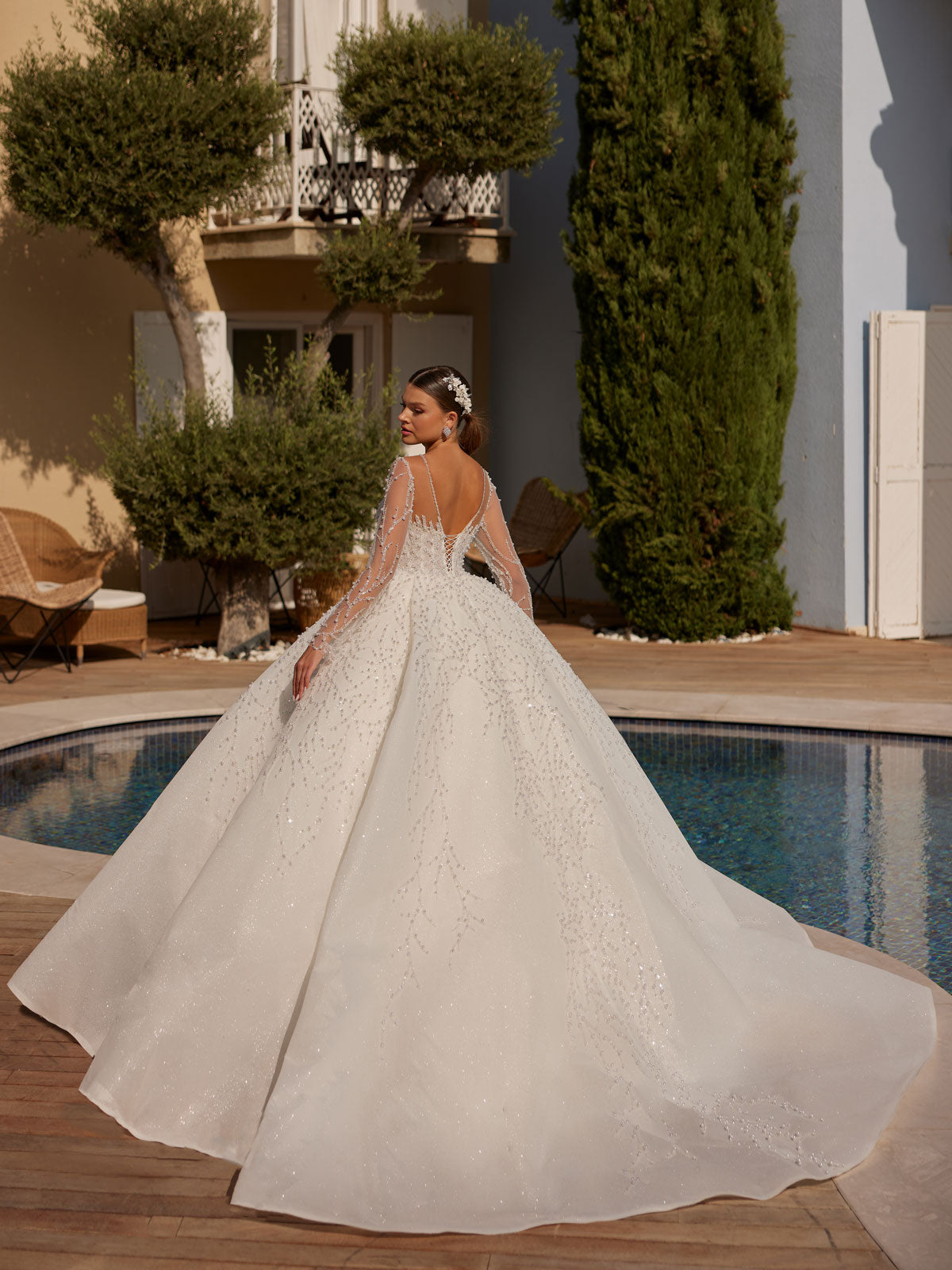 Illusion Tulle Lace Luxury Pearl Muslim Fairy Wedding Dress 36 Illusion Tulle Lace Luxury Pearl Muslim Fairy Wedding Dress 36