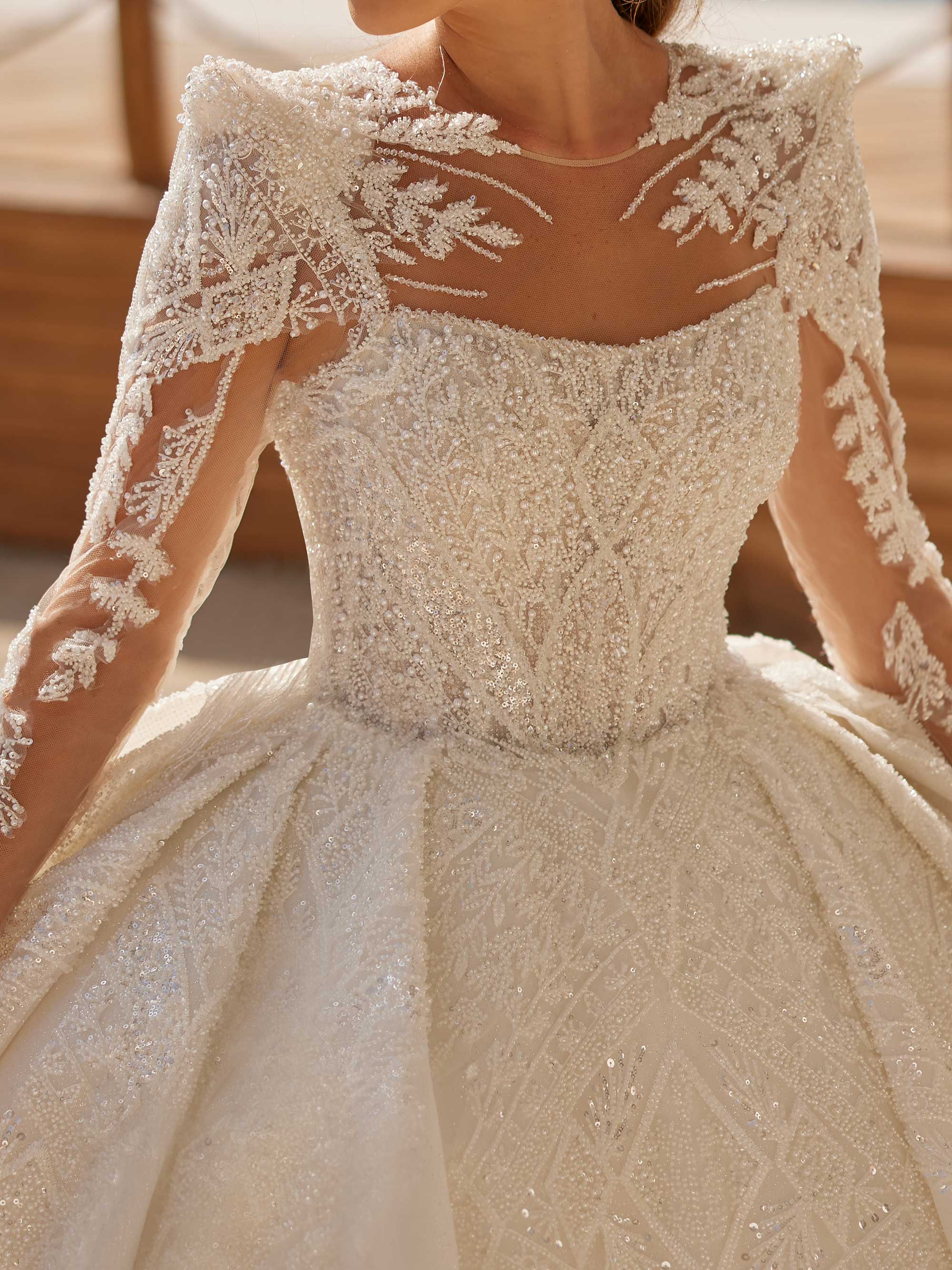 Fairy Illusion Tulle Lace Embellished Long Sleeve Ball Gown Wedding Hijab 42 Fairy Illusion Tulle Lace Embellished Long Sleeve Ball Gown Wedding Hijab 42