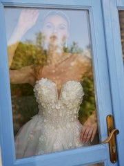 buy inexpensive custom size 3D Flowers Wedding Gown Floral Lace Boho Wedding Dresses  online bridal shops