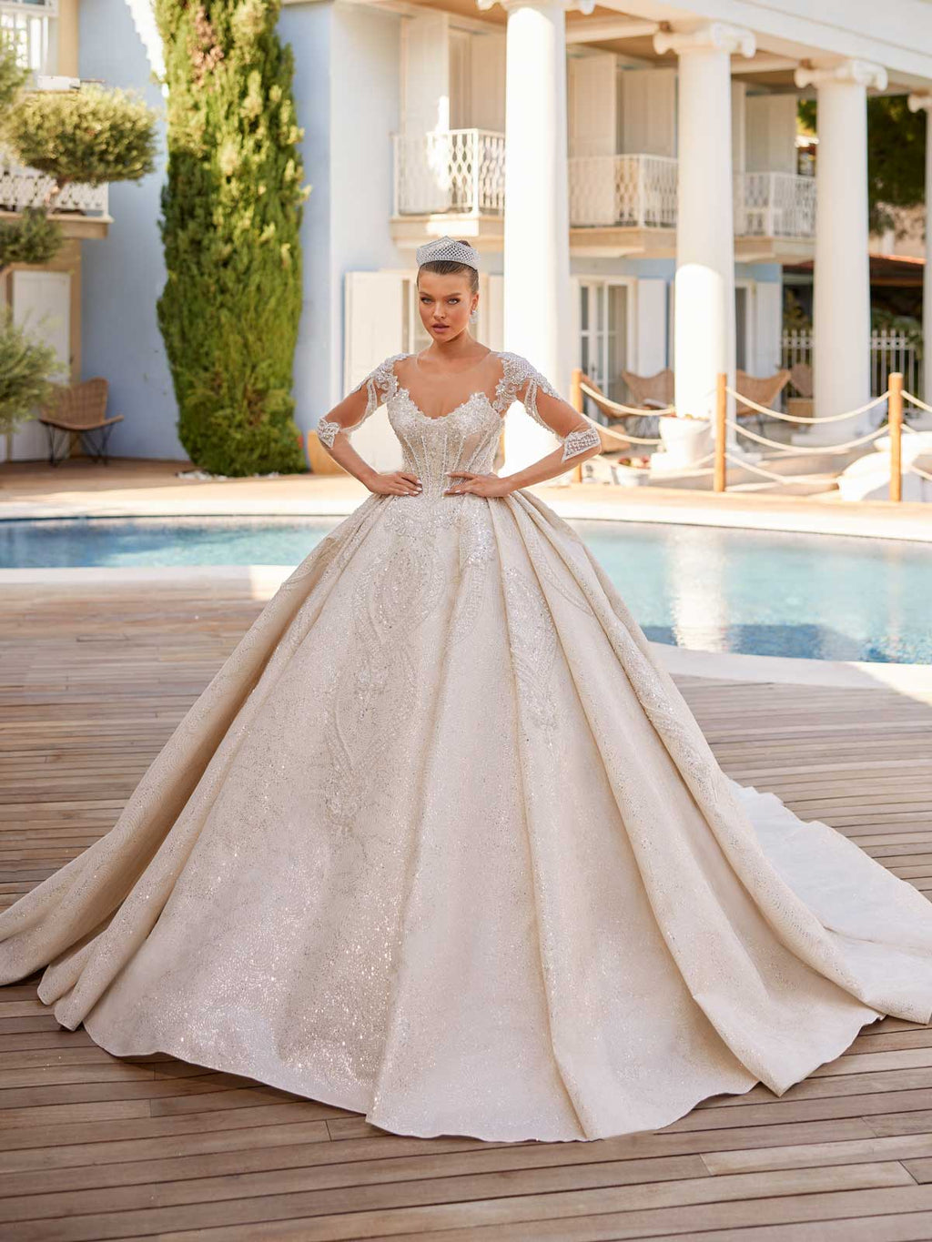 Princess Illusion 3/4 Sleeve Lace Corset V Neckline Ball Wedding Gown 42 Princess Illusion 3/4 Sleeve Lace Corset V Neckline Ball Wedding Gown 42
