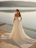 buy off shoulder detachable skirt peals bridal dress online wedding store