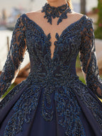 buy plunging neck luxury royal blue shinny sequins  a line princess ball gown online party gowns store