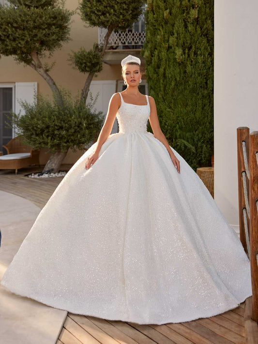 buy Lace Up train Sequin Summer Bridal Gown Dress plus sizes bridal dresses online